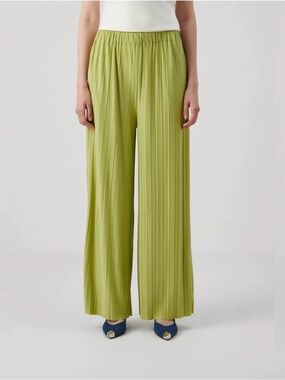 SAMSOE Olive Green Wide-Leg Pleated Pants